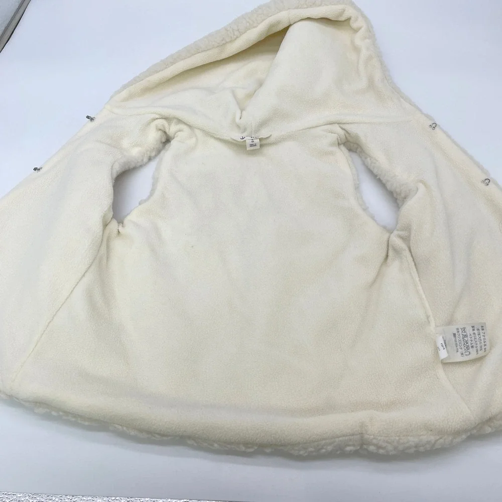 Lands End Teddy Sherpa Hooded Vest Kids 6X Cozy Cabin Minimal Outerwear Layering